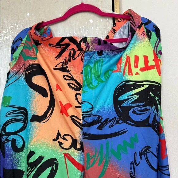 Plus size Colorful Graffiti Print 2pc Set -3X - Picture 6 of 6